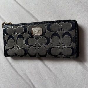 COACH, black and grey POPPY collection long wallet